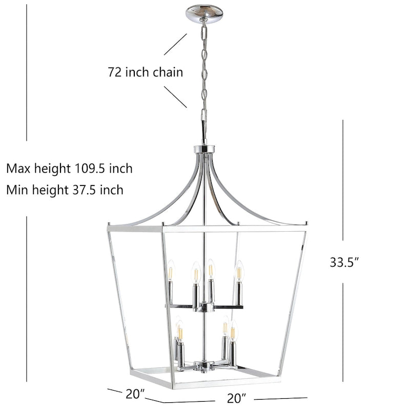 Suspension Ghida 8 lumières de SAFAVIEH Lighting - 20 x 20 x 37,5-109,5 cm - 20 cm L x 20 cm P x 110 cm H