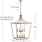 Suspension Ghida 8 lumières de SAFAVIEH Lighting - 20 x 20 x 37,5-109,5 cm - 20 cm L x 20 cm P x 110 cm H