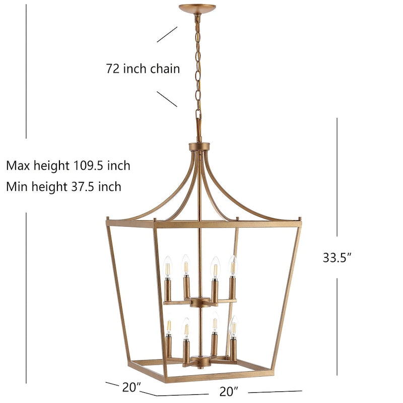 Suspension Ghida 8 lumières de SAFAVIEH Lighting - 20 x 20 x 37,5-109,5 cm - 20 cm L x 20 cm P x 110 cm H