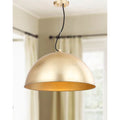 SAFAVIEH Lighting Efrosina Adjustable 1-Light Dome Gold Leaf Pendant - 21  W x 21  D x 11.5-83.5  H - Gold Leaf - 21Wx21Dx84H