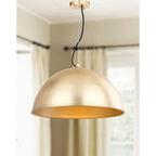 SAFAVIEH Lighting Efrosina Adjustable 1-Light Dome Gold Leaf Pendant - 21  W x 21  D x 11.5-83.5  H - Gold Leaf - 21Wx21Dx84H