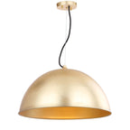 Suspension SAFAVIEH Lighting Efrosina à 1 lumière, dôme réglable, finition feuille d'or - 21 cm (L) x 21 cm (P) x 11,5-83,5 cm (H) - Feuille d'or - 21 cm (L) x 21 cm (P) x 84 cm (H)