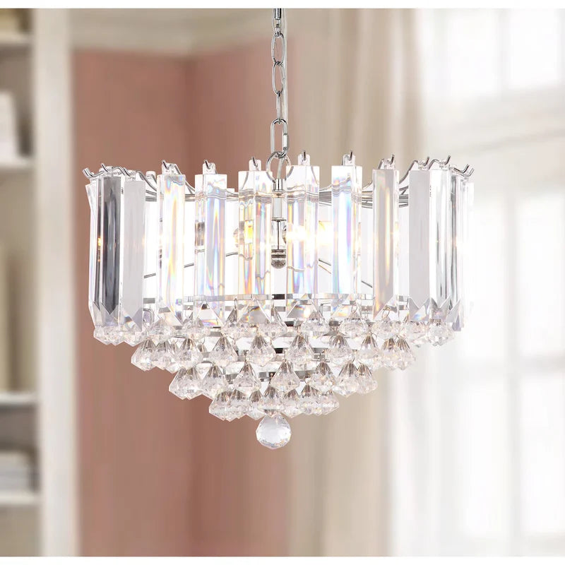 SAFAVIEH Lighting Carly 16.5-inch 2-Light Chrome/ Clear Adjustable Pendant Lamp - 16.5  W x 16.5  D x 16.25-88.25  H