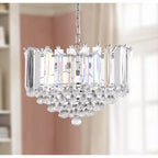 Suspension Carly de SAFAVIEH Lighting, 2 lumières, chromée/transparente, orientable - 42 cm (L) x 42 cm (P) x 41,3 à 224 cm (H)