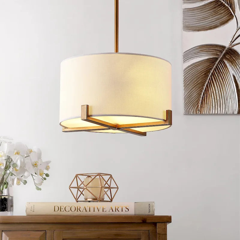 SAFAVIEH Lighting Kolfinna Pendant - 14  x 14  x 7  - Brass - 14Wx14Dx46H
