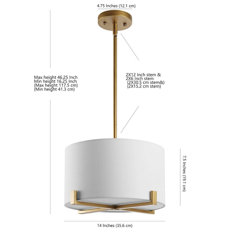 Suspension Kolfinna de SAFAVIEH Lighting - 14 x 14 x 7 - Laiton - 14 cm (L) x 14 cm (P) x 46 cm (H)
