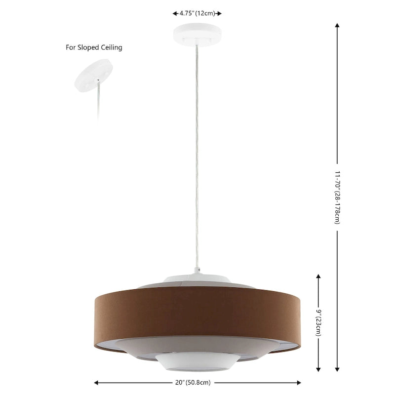 Suspension Fatme 20 de SAFAVIEH Lighting - 20 x 20 x 11-70 - avec profondeur/hauteur - Marron/Beige/Blanc - 20L x 20P x 70H
