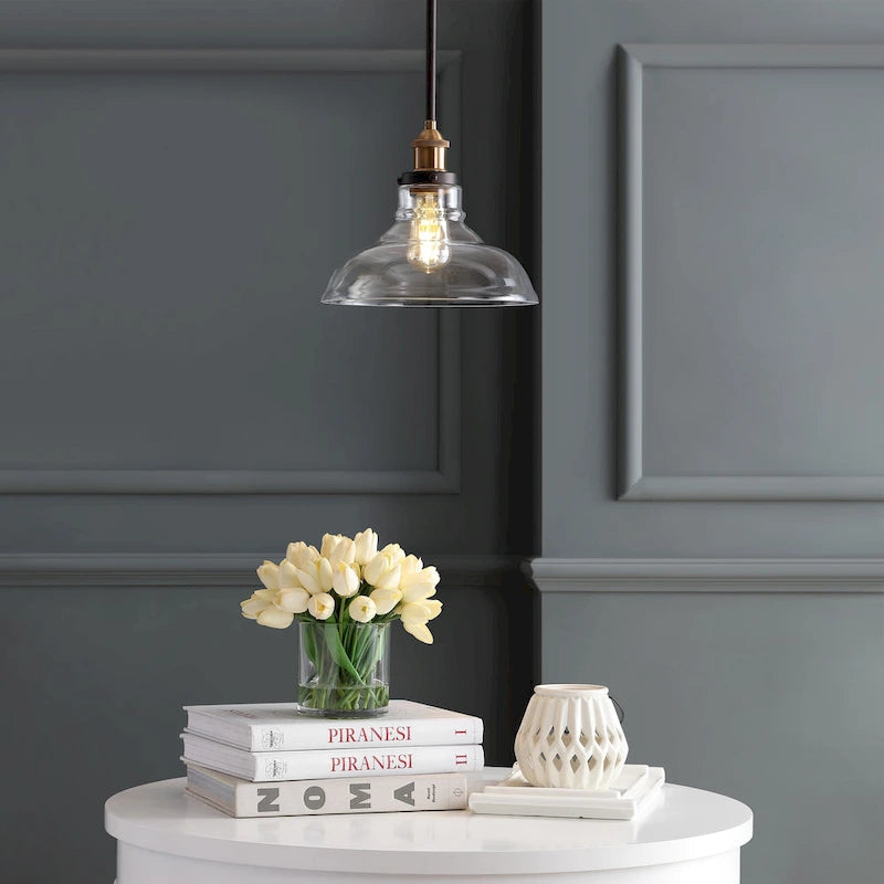 SAFAVIEH Lighting Gemma Adjustable 1-Light Led Dark Grey Pendant - 11  W x 11  D x 16.5-46.5  H