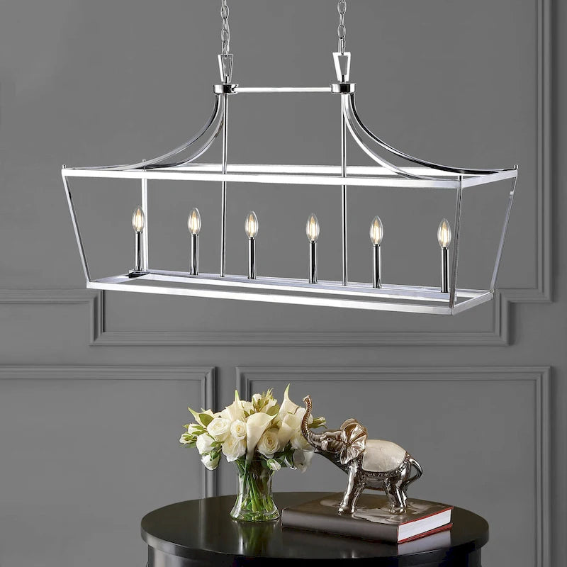Suspension Tomma 6 lumières de SAFAVIEH Lighting - 49 x 15 x 32-104 - 49 cm (L) x 15 cm (P) x 104 cm (H)