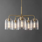 SAFAVIEH Lighting Ayelet 5-Light Adjustable Pendant Chandelier (LED Bulbs Included) - Gold/Clear - 30Wx30Dx59H