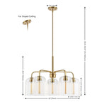 Lustre suspendu SAFAVIEH Lighting Ayelet à 5 lumières réglables (ampoules LED incluses) - Or/Transparent - 30 cm (L) x 30 cm (P) x 59 cm (H)