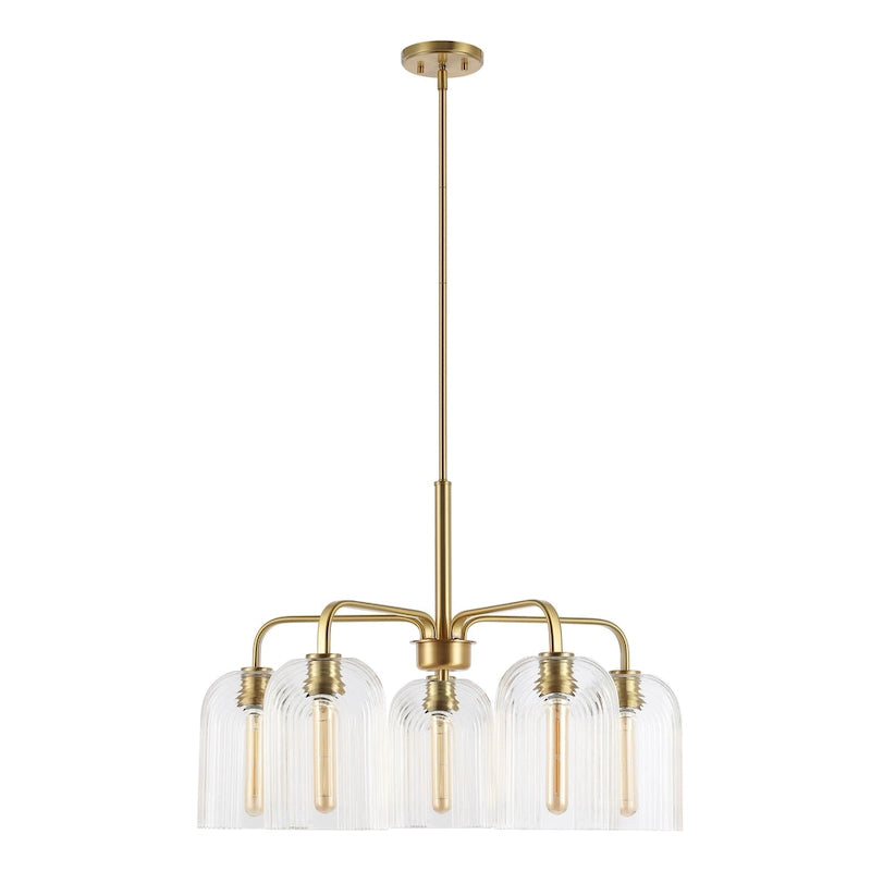 Lustre suspendu SAFAVIEH Lighting Ayelet à 5 lumières réglables (ampoules LED incluses) - Or/Transparent - 30 cm (L) x 30 cm (P) x 59 cm (H)