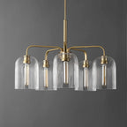 Lustre suspendu SAFAVIEH Lighting Ayelet à 5 lumières réglables (ampoules LED incluses) - Or/Transparent - 30 cm (L) x 30 cm (P) x 59 cm (H)