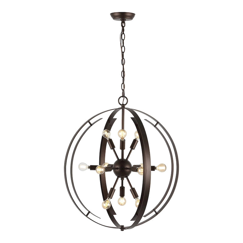 Suspension SAFAVIEH Lighting Louwra 90 Glam (12 ampoules) - 25 cm L x 25 cm P x 90 cm H - Marron