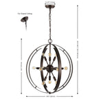 Suspension SAFAVIEH Lighting Louwra 90 Glam (12 ampoules) - 25 cm L x 25 cm P x 90 cm H - Marron