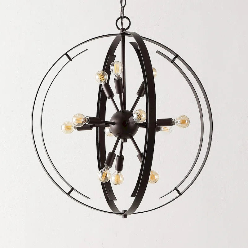 Suspension SAFAVIEH Lighting Louwra 90 Glam (12 ampoules) - 25 cm L x 25 cm P x 90 cm H - Marron