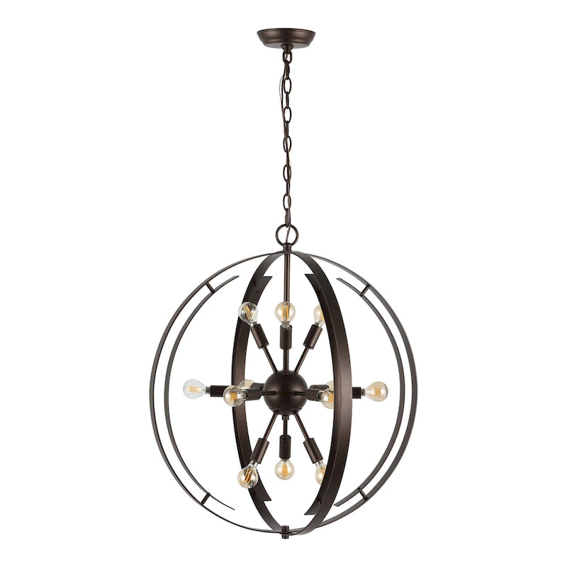 Suspension SAFAVIEH Lighting Louwra 90 Glam (12 ampoules) - 25 cm L x 25 cm P x 90 cm H - Marron