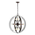 Suspension SAFAVIEH Lighting Louwra 90 Glam (12 ampoules) - 25 cm L x 25 cm P x 90 cm H - Marron