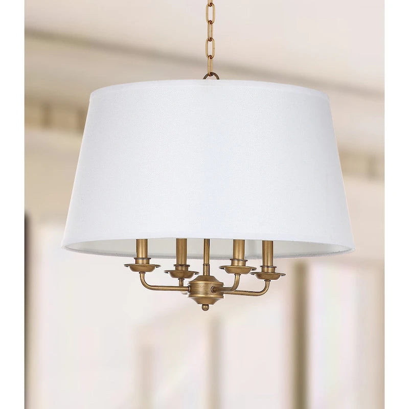 Suspension réglable 4 lumières Anika de SAFAVIEH Lighting, or et blanc - 22 x 22 x 23 cm - Or et blanc - 22 x 22 x 93 cm (L x P x H)