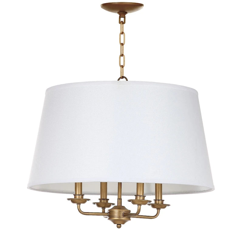 Suspension réglable 4 lumières Anika de SAFAVIEH Lighting, or et blanc - 22 x 22 x 23 cm - Or et blanc - 22 x 22 x 93 cm (L x P x H)