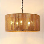 SAFAVIEH Lighting Dinuca 24  Modern & Contemporary Pendant (5-Bulb) - 24  W x 24  D x 80  H - Natural/Black - 24Wx24Dx80H