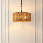 Suspension moderne et contemporaine Dinuca 24 de SAFAVIEH Lighting (5 ampoules) - 61 cm (L) x 61 cm (P) x 203 cm (H) - Naturel/Noir