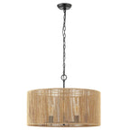 Suspension moderne et contemporaine Dinuca 24 de SAFAVIEH Lighting (5 ampoules) - 61 cm (L) x 61 cm (P) x 203 cm (H) - Naturel/Noir