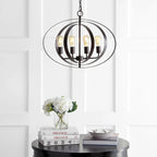 SAFAVIEH Lighting Spaska Adjustable 4-Light Led Brass Pendant - 23.6 x23.6 x22-94  - Dark Grey - 24Wx24Dx94H