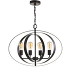 Suspension réglable à 4 lumières LED Spaska de SAFAVIEH Lighting, en laiton - 23,6 x 23,6 x 22-94 - Gris foncé - 24 po L x 24 po P x 94 po H