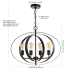 Suspension réglable à 4 lumières LED Spaska de SAFAVIEH Lighting, en laiton - 23,6 x 23,6 x 22-94 - Gris foncé - 24 po L x 24 po P x 94 po H