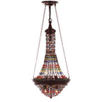 SAFAVIEH Lighting Fred Moroccan 7-Light Bronze Colorful Beaded Pendant - 15.25 x15.25 x39 