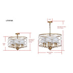 Suspension réglable Nibal 6 lumières dorée de SAFAVIEH Lighting - 25,25 x 25,25 x 22,94 cm (L x P x H)