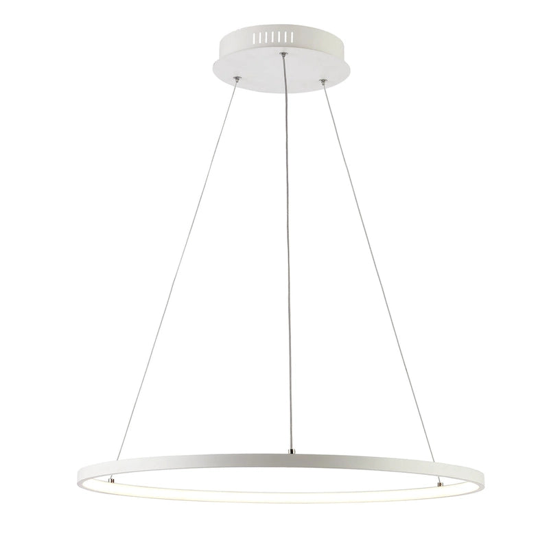 Suspension LED moderne blanche réglable Adje 74 pouces de SAFAVIEH Lighting - 24 po L x 24 po l x 12-74 po H - 24 po L x 24 po P x 61 po H