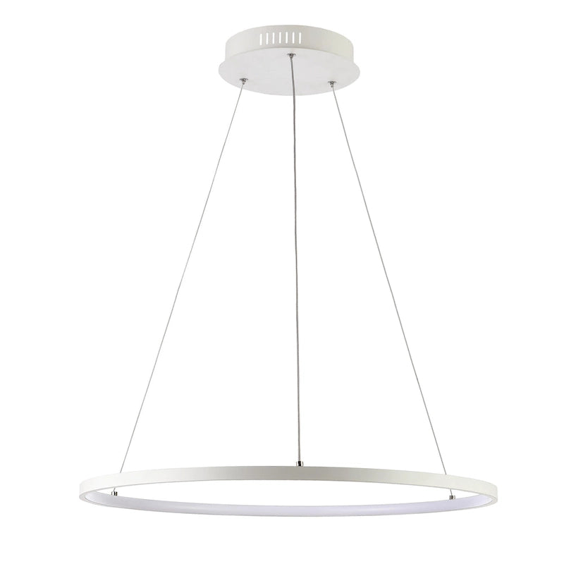 Suspension LED moderne blanche réglable Adje 74 pouces de SAFAVIEH Lighting - 24 po L x 24 po l x 12-74 po H - 24 po L x 24 po P x 61 po H