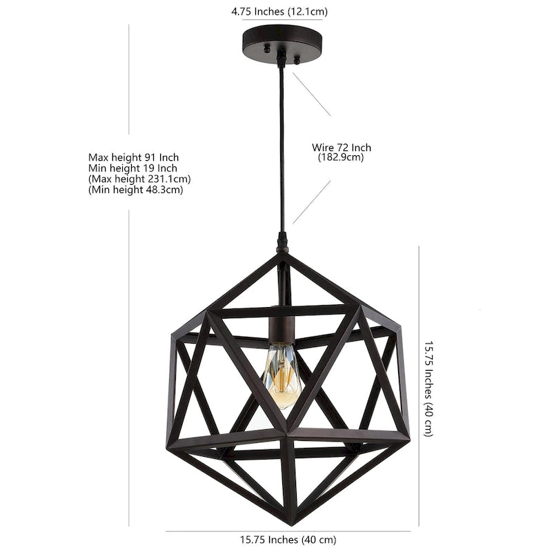 Suspension LED réglable Sudeshna 1 lumière en laiton - 15,8 x 15,8 x 19-91 cm - Gris foncé - 16 x 16 x 91 cm (L x P x H) - SAFAVIEH Lighting