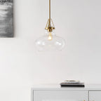 Suspension Gerhild 14 de SAFAVIEH Lighting, style moderne et contemporain - 14 cm (L) x 14 cm (P) x 54 cm (H) - Laiton doré/transparent