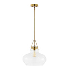 Suspension Gerhild 14 de SAFAVIEH Lighting, style moderne et contemporain - 14 cm (L) x 14 cm (P) x 54 cm (H) - Laiton doré/transparent