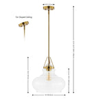Suspension Gerhild 14 de SAFAVIEH Lighting, style moderne et contemporain - 14 cm (L) x 14 cm (P) x 54 cm (H) - Laiton doré/transparent