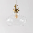 Suspension Gerhild 14 de SAFAVIEH Lighting, style moderne et contemporain - 14 cm (L) x 14 cm (P) x 54 cm (H) - Laiton doré/transparent