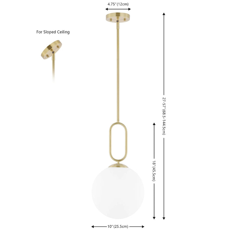 Suspension extensible Rodanthi de SAFAVIEH Lighting - 25,4 cm L x 25,4 cm P x 68,6-144,8 cm H - Laiton - 10L x 10P x 57H