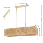 Suspension extensible Hanke de SAFAVIEH Lighting - 101,6 cm L x 30,5 cm P x 45,7 à 121,9 cm H - Naturel/Doré - 101,6 cm L x 30,5 cm P x 121,9 cm H