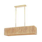 Suspension extensible Hanke de SAFAVIEH Lighting - 101,6 cm L x 30,5 cm P x 45,7 à 121,9 cm H - Naturel/Doré - 101,6 cm L x 30,5 cm P x 121,9 cm H