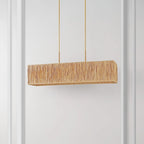 Suspension extensible Hanke de SAFAVIEH Lighting - 101,6 cm L x 30,5 cm P x 45,7 à 121,9 cm H - Naturel/Doré - 101,6 cm L x 30,5 cm P x 121,9 cm H