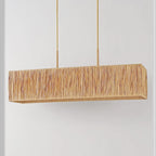 Suspension extensible Hanke de SAFAVIEH Lighting - 101,6 cm L x 30,5 cm P x 45,7 à 121,9 cm H - Naturel/Doré - 101,6 cm L x 30,5 cm P x 121,9 cm H