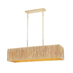 Suspension extensible Hanke de SAFAVIEH Lighting - 101,6 cm L x 30,5 cm P x 45,7 à 121,9 cm H - Naturel/Doré - 101,6 cm L x 30,5 cm P x 121,9 cm H