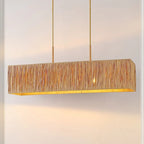 Suspension extensible Hanke de SAFAVIEH Lighting - 101,6 cm L x 30,5 cm P x 45,7 à 121,9 cm H - Naturel/Doré - 101,6 cm L x 30,5 cm P x 121,9 cm H
