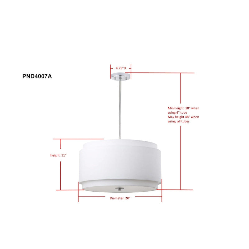 Suspension LED blanche réglable Irmengard de SAFAVIEH Lighting - 20 po L x 20 po P x 12-48 po H