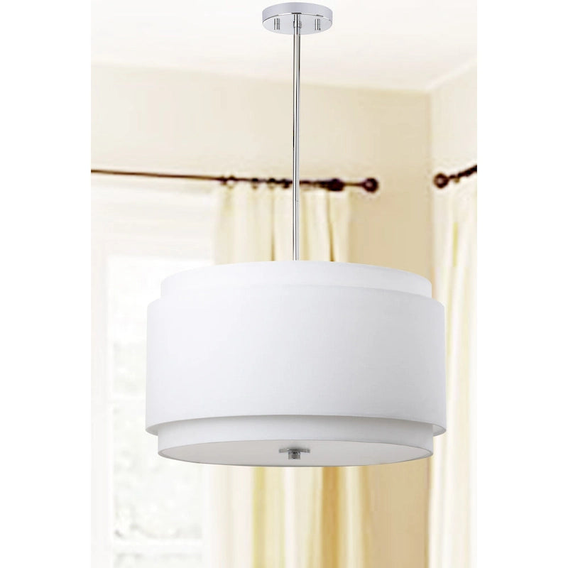 Suspension LED blanche réglable Irmengard de SAFAVIEH Lighting - 20 po L x 20 po P x 12-48 po H