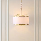 SAFAVIEH Lighting Magdalini 3 Light 18  Pendant - 18  x 18  x 23-82  - withD/H - Brass/White - 18Wx18Dx82H
