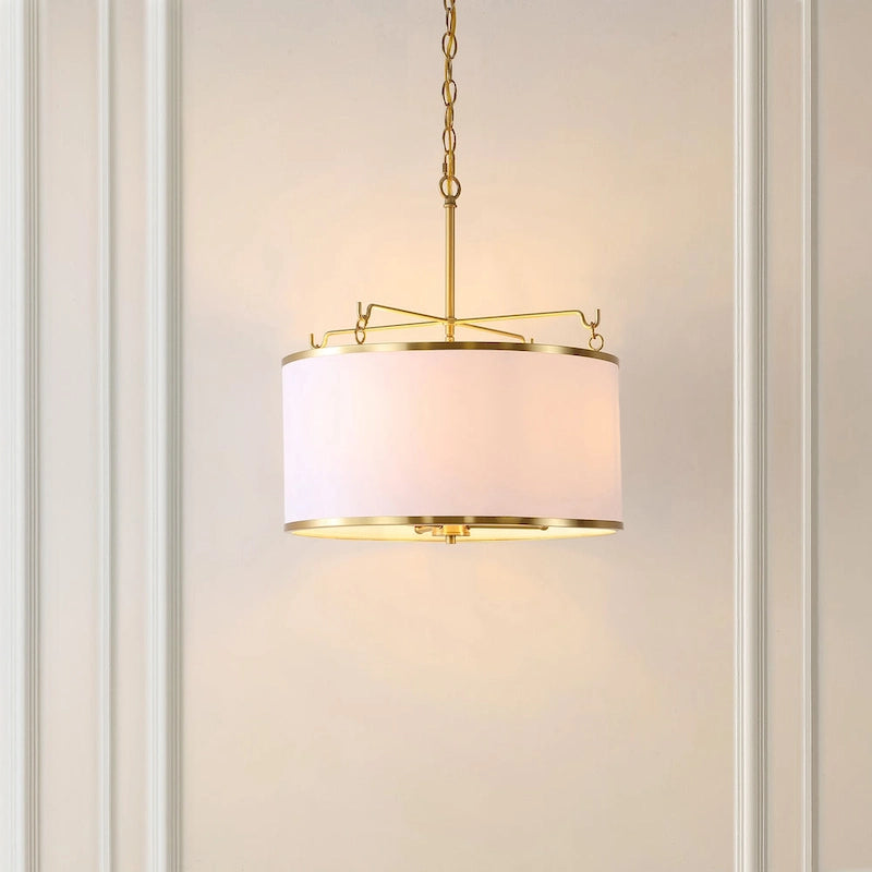 SAFAVIEH Lighting Magdalini 3 Light 18  Pendant - 18  x 18  x 23-82  - withD/H - Brass/White - 18Wx18Dx82H
